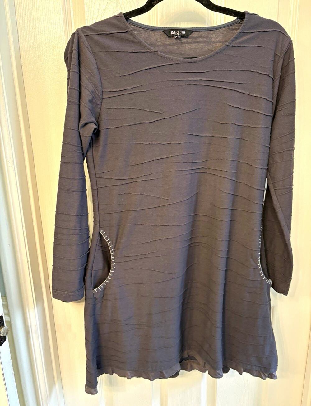 Yak & Yeti Gray S Scoop Neck Long Sleeve Pockets Grunge Goth Whimsy Minidress